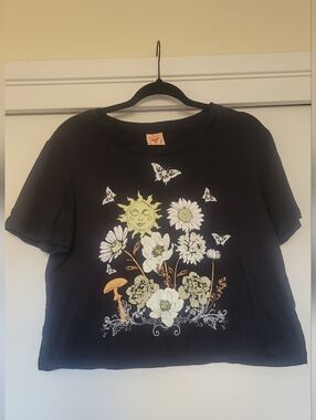 Self Esteem XL Black Graphic Tee Sun Floral Mushroom Butterfly Cottagecore Boho